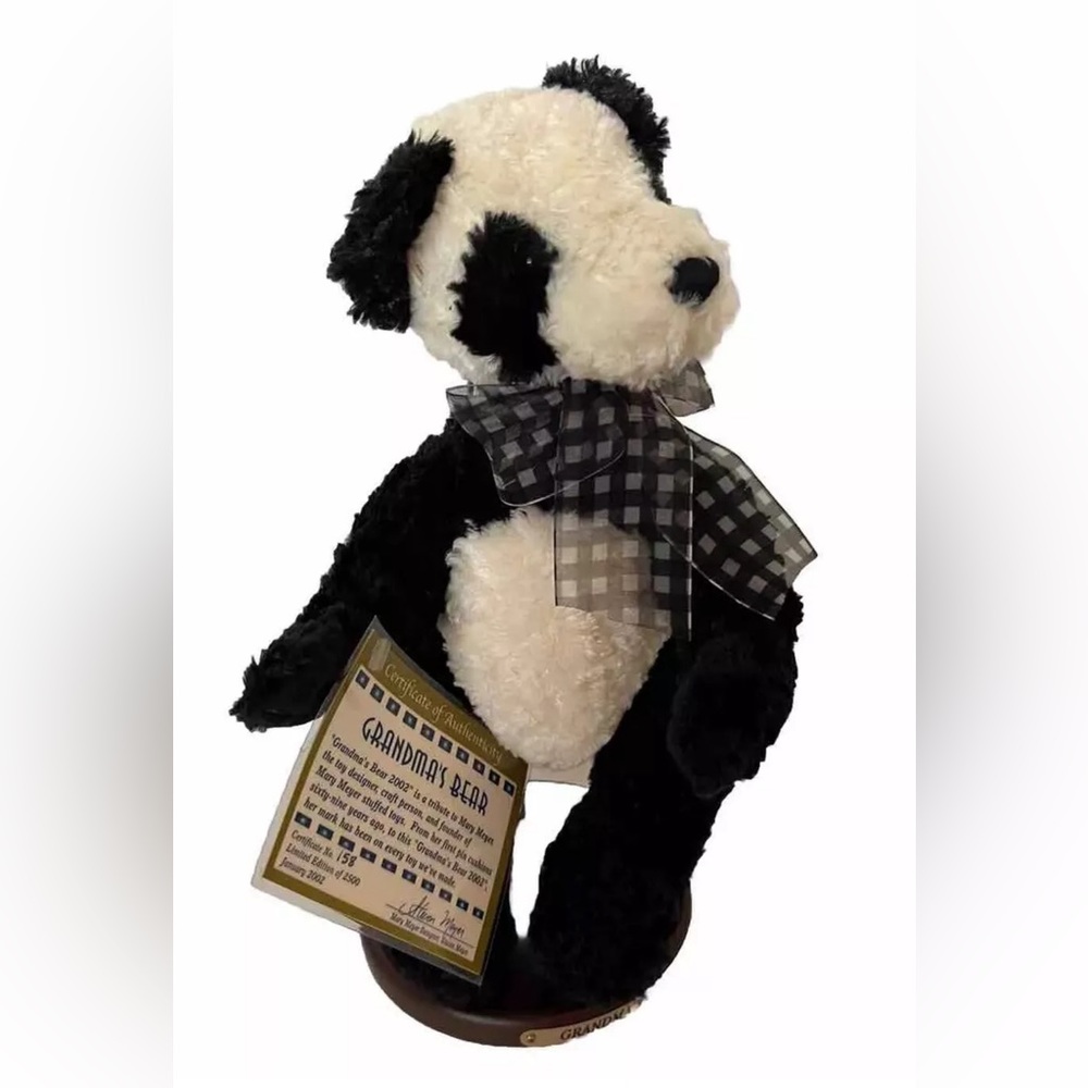 Grandma's Bear Plush 12" 2002 Mary Meyer Ltd Ed COA Tag 158 Of 2500 W/stand